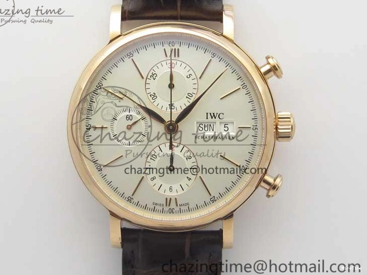 MIROTIME 0729 Efficient Portofino Chrono RG ZF 1:1 Best Edition White Dial on Brown Leather Strap A 7151